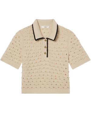 FRAME Short-Sleeved Knitted Polo Shirt - Natural