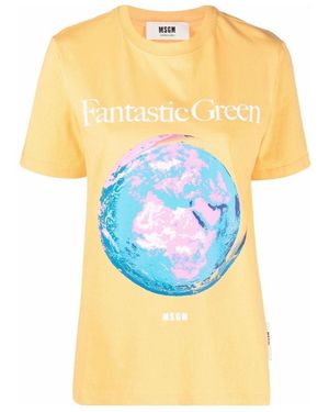 MSGM Fantastic-Print T-Shirt - Blue
