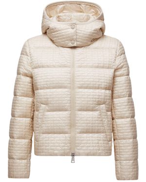 Moncler Gisors Geometric-Quilted Hooded Short Down Jacket - Natural