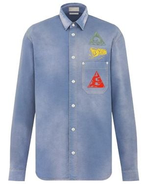 Dior Homme Buttoned Long-Sleeved Denim Shirt - Blue