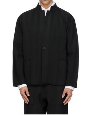 Homme Plissé Issey Miyake Herringbone Casual Jacket - Black