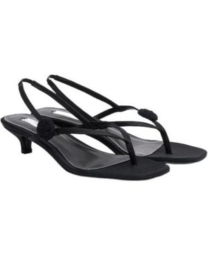TOTEME Floral-Appliqué Suede Slingback Sandals - White