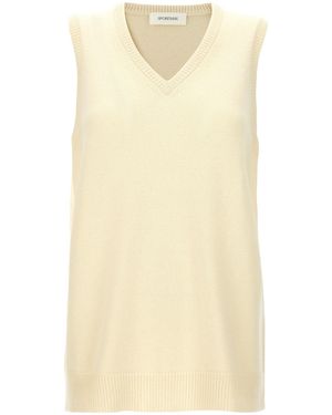 Sportmax Gimmy V-Neck Knitted Top - Natural