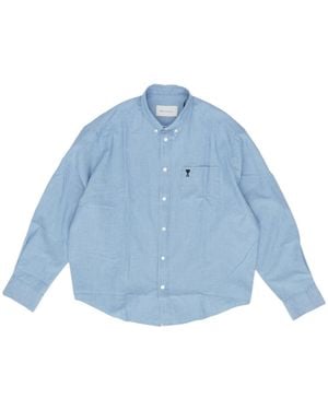 Ami Paris Ami Logo Embroidered Shirt - Blue