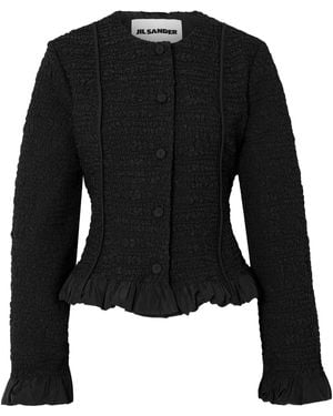 Jil Sander Ruffled Smocked Jacket - Black