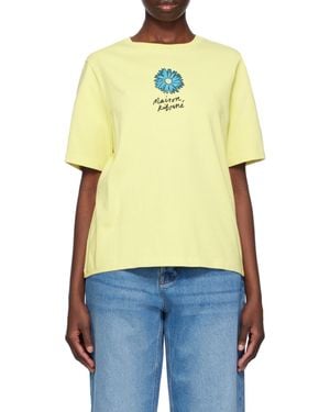 Maison Kitsuné Floating Flower Cotton T-Shirt - Yellow