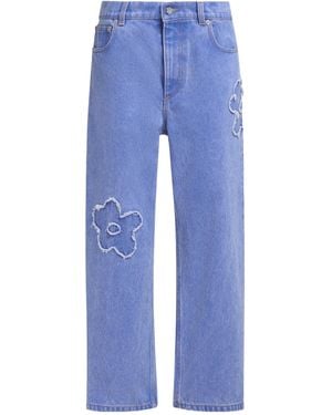 Marni Patch Detailed Denim Boyfriend Jeans - Blue