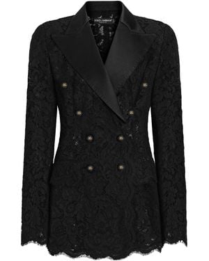 Dolce & Gabbana Lace Double-Breasted Blazer - Black