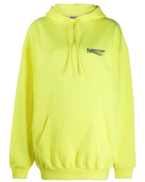 Balenciaga Logo Print Cotton Hoodie - Yellow