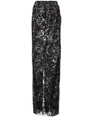 Victoria Beckham Sequined High-Rise Tulle Maxi Skirt - Black