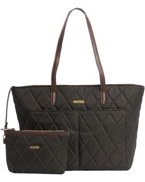 Barbour Logo Patch Quilted Tote Bag - Black