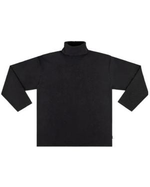Area Roll-Neck Drop-Shoulder Top - Black