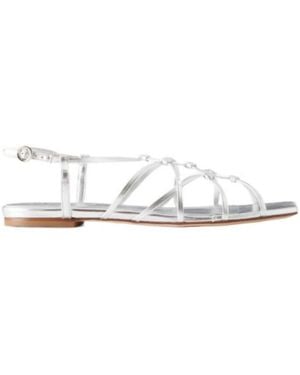 Aeyde Leather Flat Sandals - White