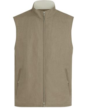 ZEGNA Funnel-Neck Linen Gilet - Green