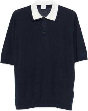 Eleventy Contrast Collar Knitted Polo Top - Blue