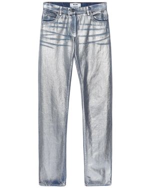 MSGM Metallic-Finish Straight Jeans - Blue