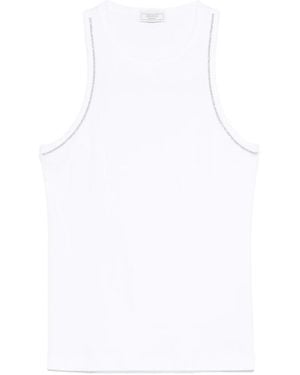Peserico Beaded Trim-Detail Top - White