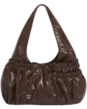 Marni Leather Gathered Hobo Bag - Brown
