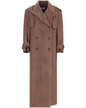 GIUSEPPE DI MORABITO Double Breasted Belted Embellished Coat - Brown