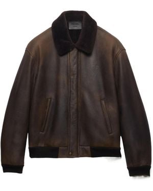 Prada Shearling Bomber Jacket - Black