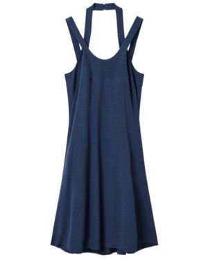 Emporio Armani Flowing Micro Leopard Spot Jacquard Dress - Blue