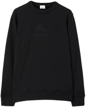 Burberry Logo Embroidered Crewneck Sweatshirt - Black