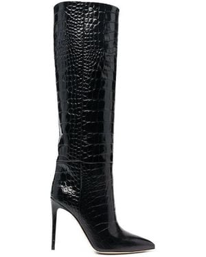 Paris Texas Embossed Knee-High Stiletto Boots - Black