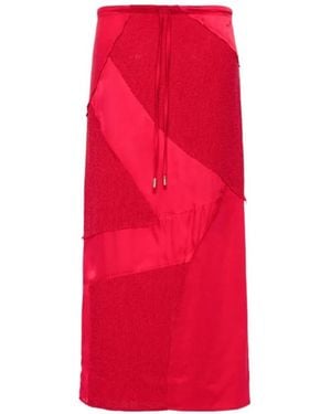 Cult Gaia Patchwork Midi Skirt - Red