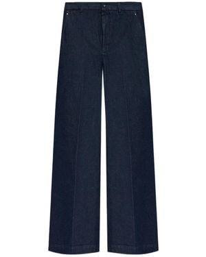 Moncler High-Waisted Wide-Leg Jeans - Blue