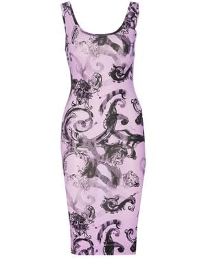 Versace Jeans Couture Couture All-Over Printed Sleeveless Dress - Purple