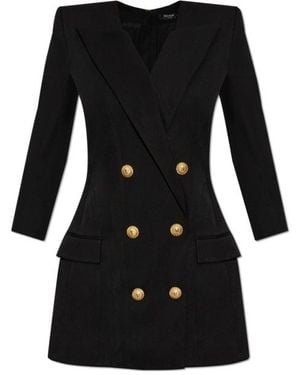 Balmain Slim Fit Double Breasted Blazer Dresss - Black