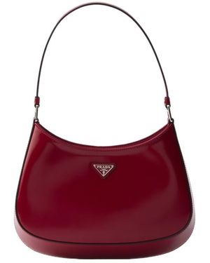 Prada Cleo Brushed Leather Shoulder Bag - Red