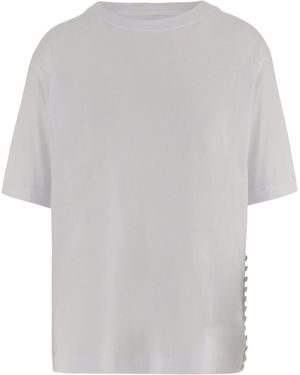 Dries Van Noten Cotton T-Shirt With Decorative Buttons - White