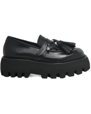 McQueen Sofa Skull Tassel Chunky-Sole Loafers - Black