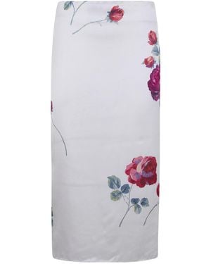 N°21 Floral-Print Midi Skirt - White