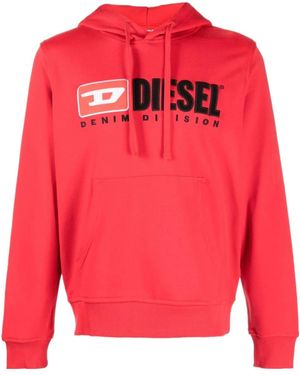 DIESEL Logo-Patch Cotton-Blend Hoodie - Red
