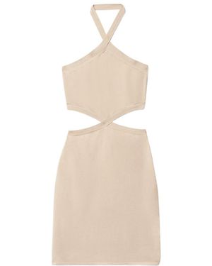 Alexander Wang Logo-Trim Halterneck Dress - Natural