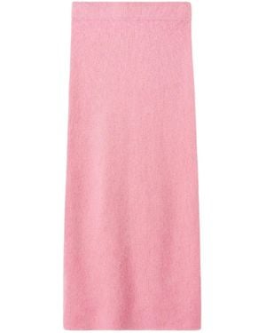 Soft Goat Cashmere Maxi Skirt - Pink