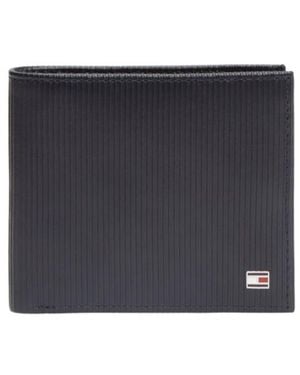 Tommy Hilfiger Hilfiger Flag Ribbed Leather Bifold Wallet - Blue