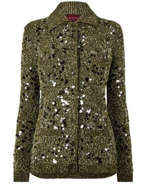 Gucci Sequin Knit Cardigan - Green