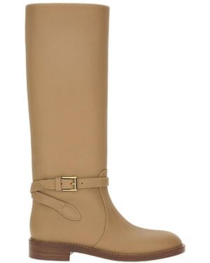 Gianvito Rossi Round-Toe Tall Boots - Natural