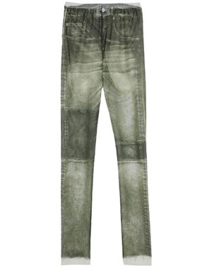 MM6 by Maison Margiela Two-Tone Stretch Straight-Leg Trousers - Green