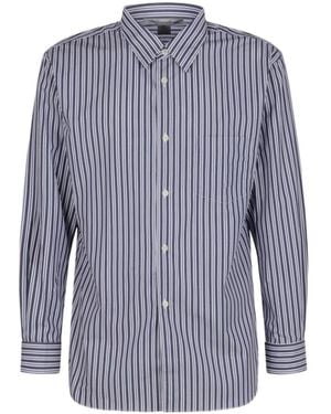 Comme des Garçons Striped Patch-Pocket Shirt - Blue