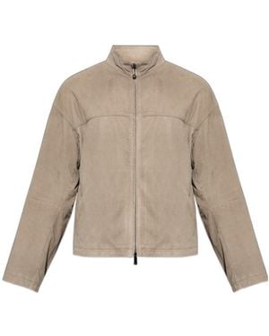 Emporio Armani Perforated Goat Suede Blouson - Natural