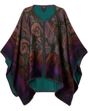 Etro Reversible Paisley-Jacquard Wool-Blend Cape - Multicolour