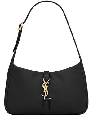 Saint Laurent Le 5 À 7 Logo Plaque Hobo Bag - Black