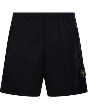 Stone Island Elastic-Waist Bermuda Shorts - Black