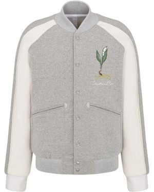 Dior Lily Of The Valley Varsity Jacket - Grey