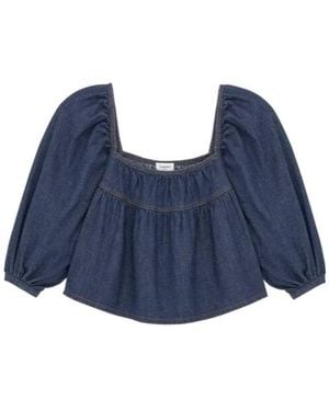 Saint Laurent Ruffled Crop Top - Blue