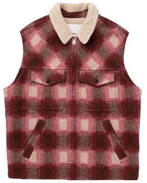 Isabel Marant Plaid Checked Zip-Up Gilet - Red